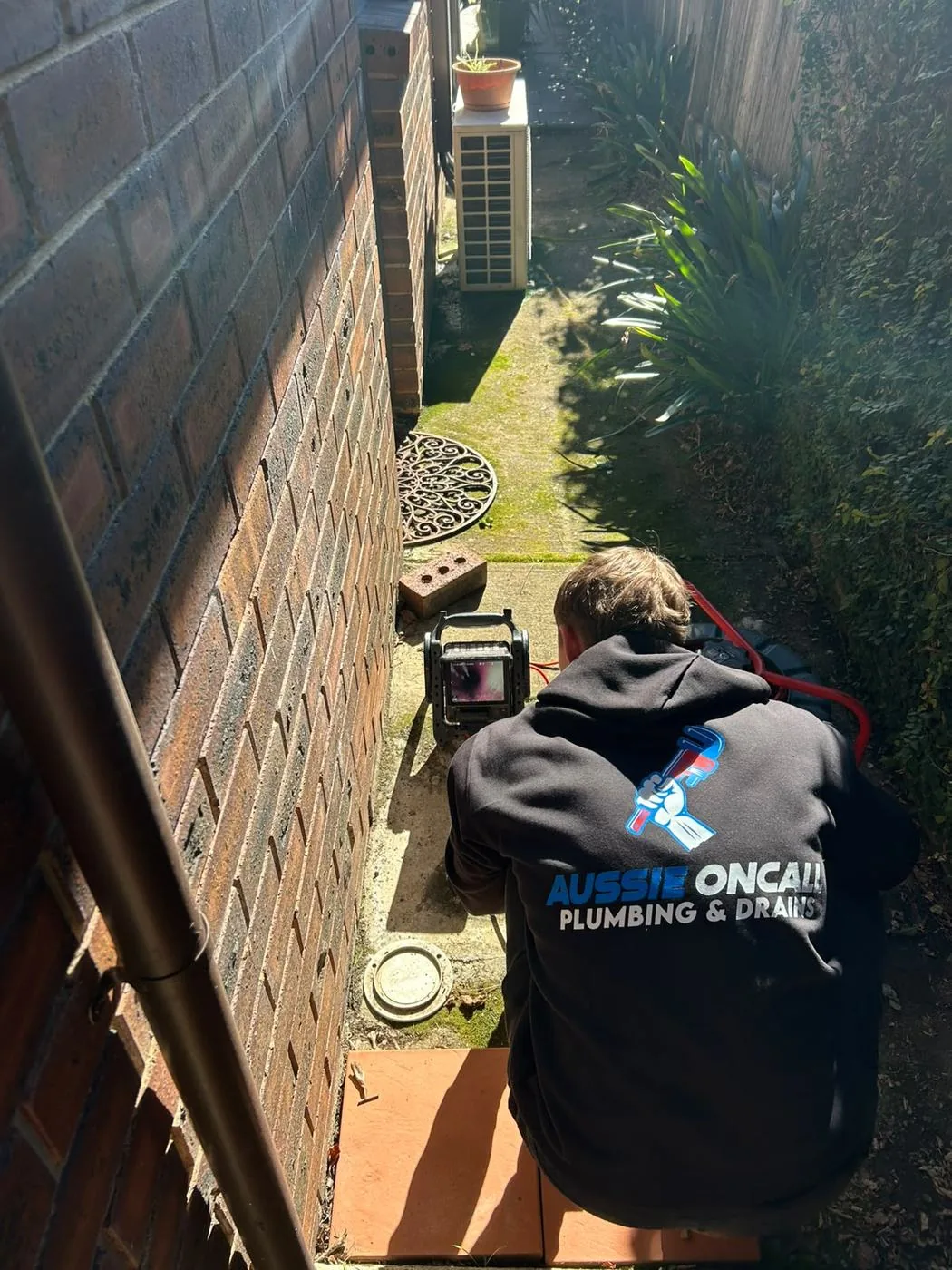 Drain camera inspection at a yard inspection point