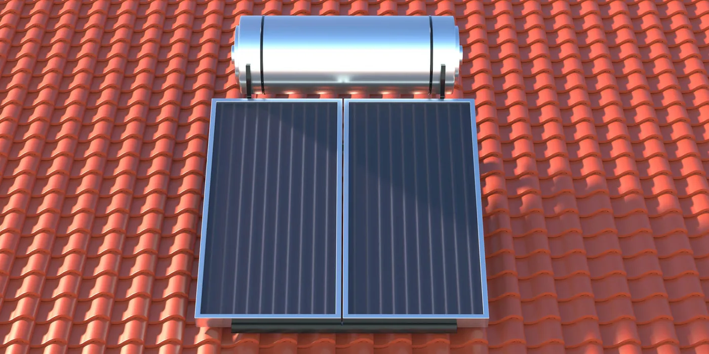 Roof-mounted solar hot water system